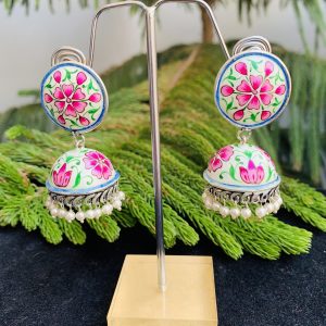 black-polish-light-green-jhumki-earrings-2-scaled