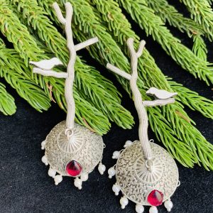 Indian Mores Branch Shape Pink Stone Earrings - Image 2