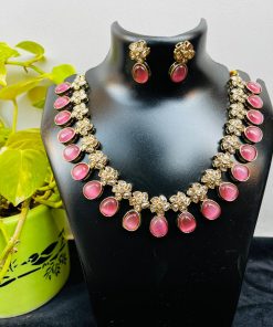 copper-pink-stone-necklace-set