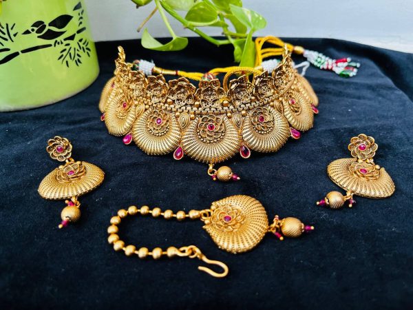 copper-pnk-stone-choker-set copper-pnk-stone-choker-set