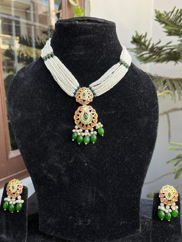 Indian-mores-jadau-pendant-chid-moti-green-color-drop-chokar-set-2-scaled