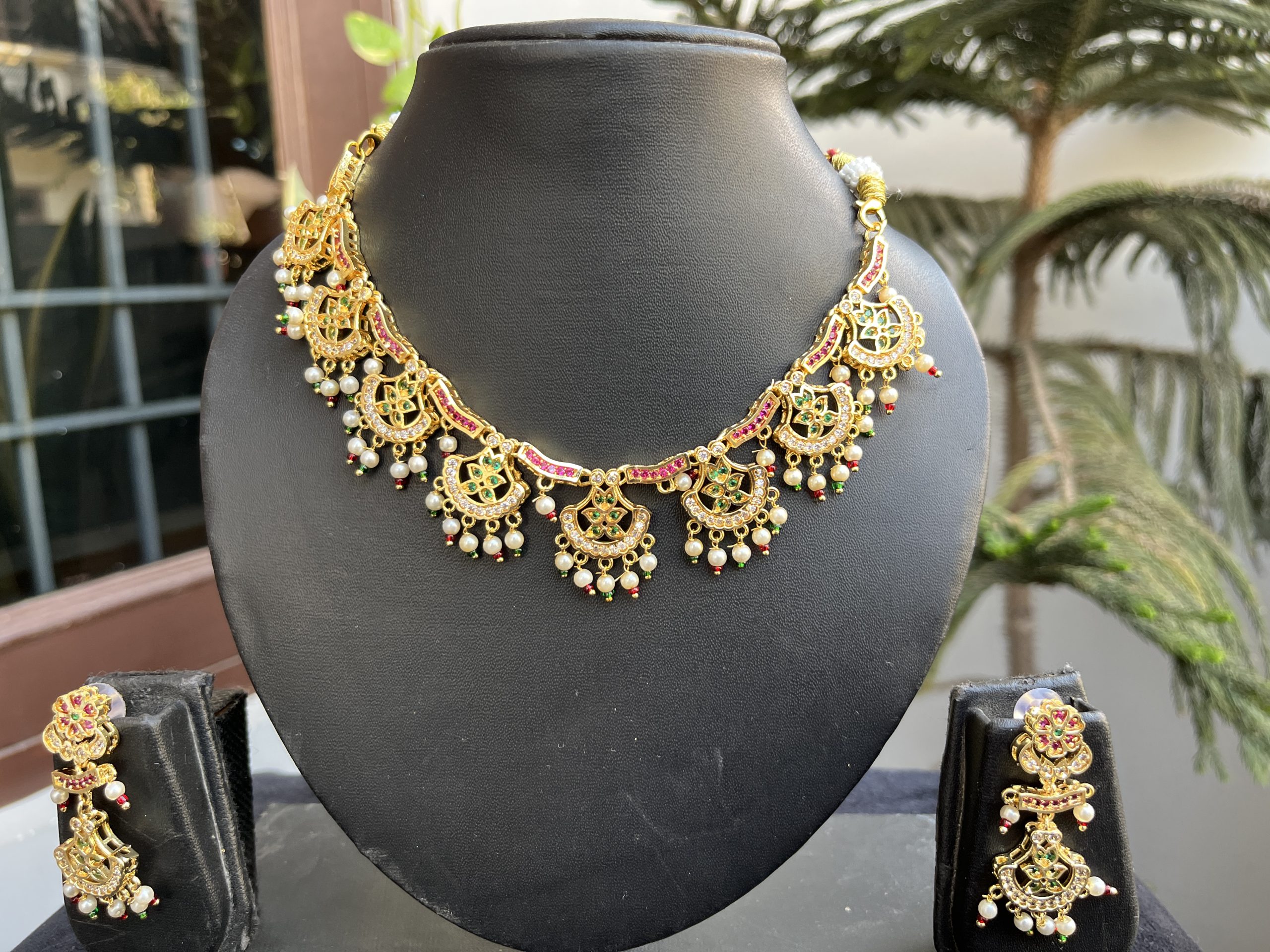 Indian-mores-jadau-pink-white-drop-neckalce-set-2-scaled