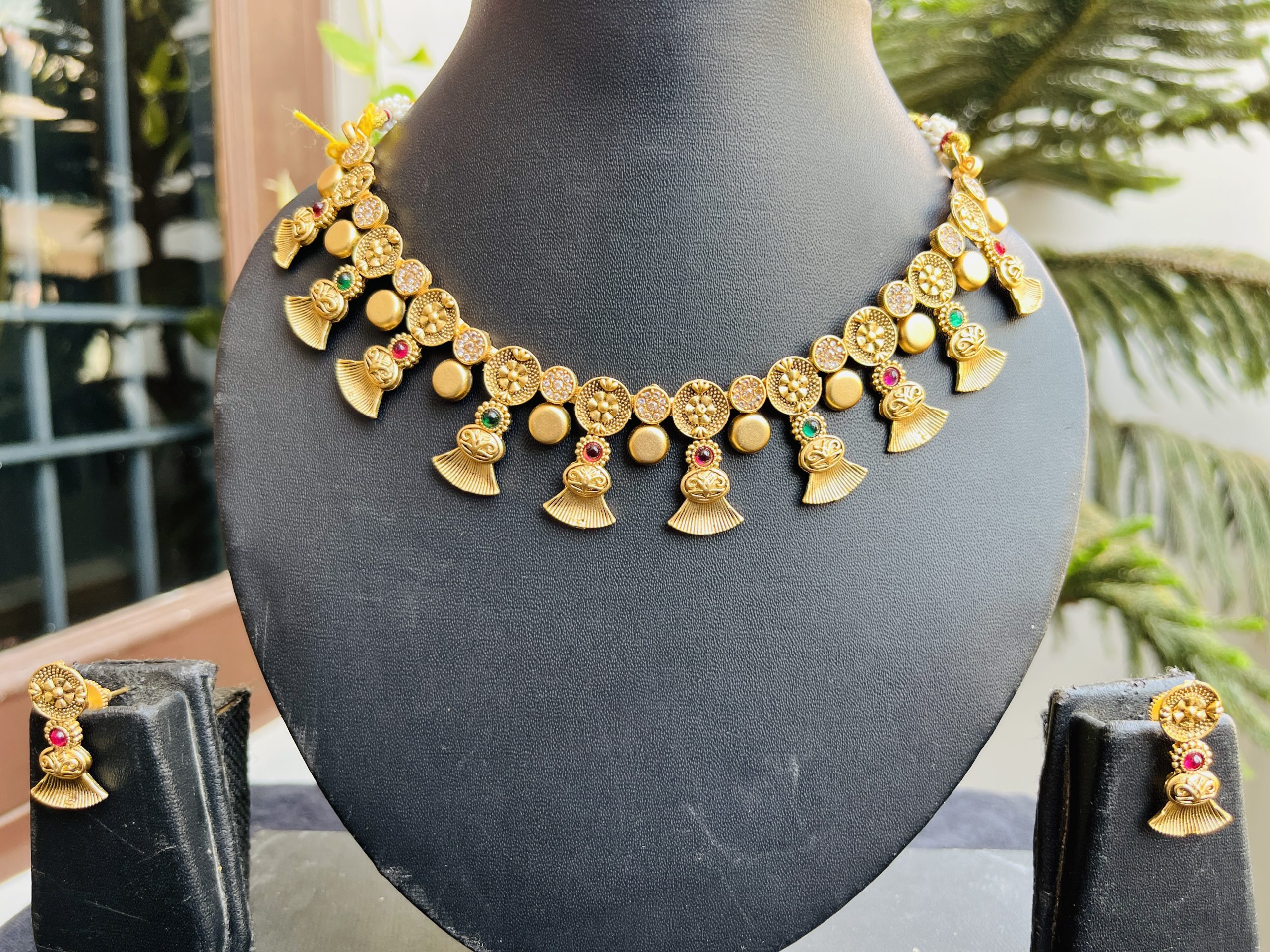 Indian-mores-temple-jewellery-multi-color-necklace-earrings-2-scaled